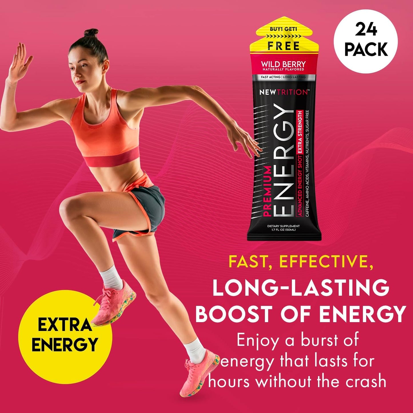 Wild Berry Flavor Extra Strength Energy Shots