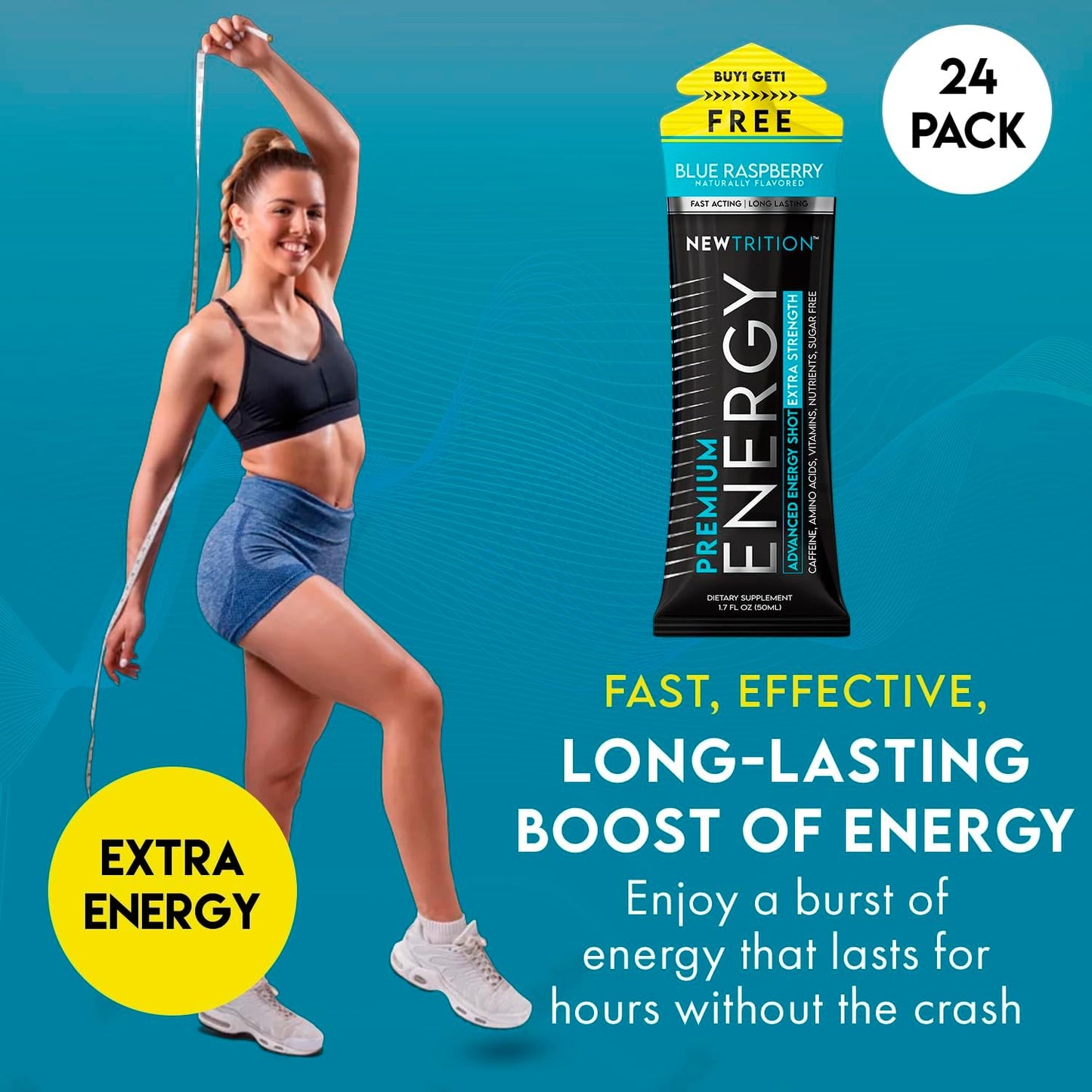 Blue Raspberry Flavor Extra Strength Energy Shots