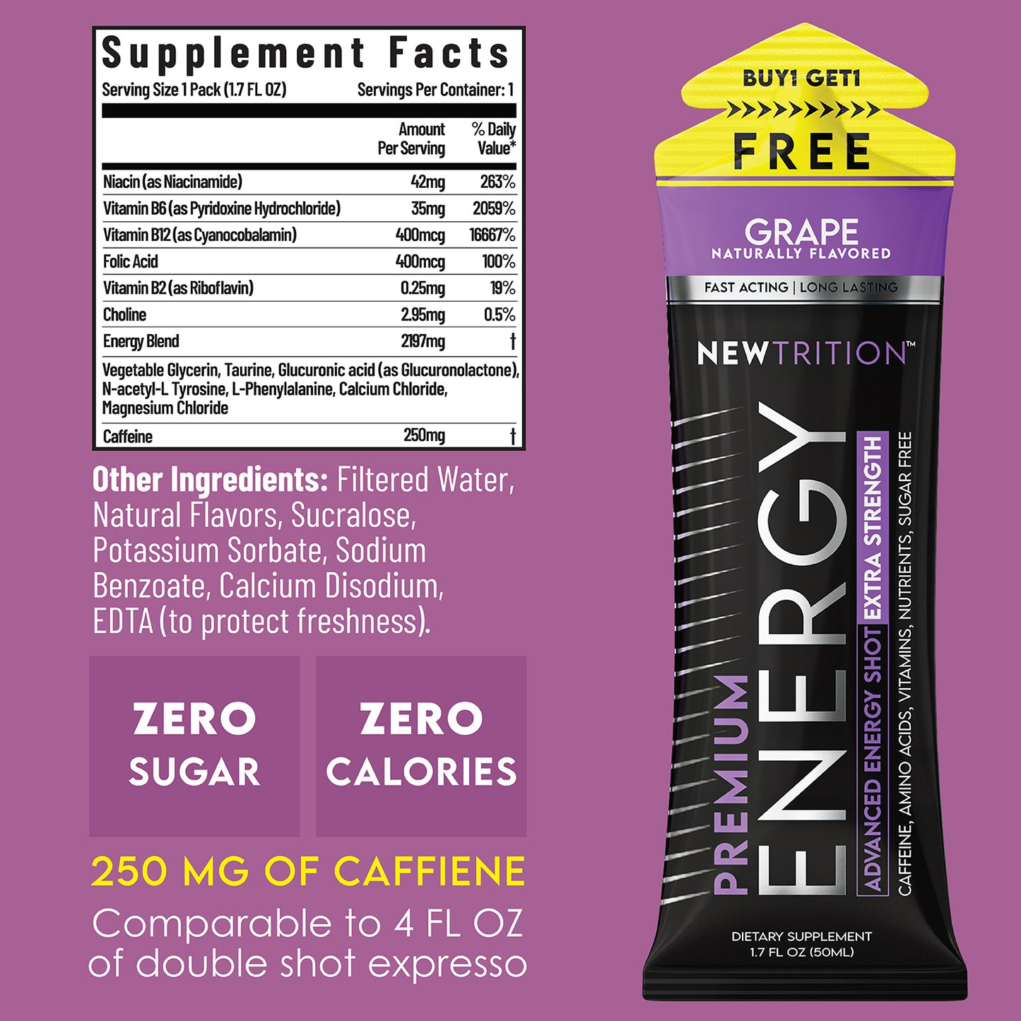 Grape Flavor Extra Strength Energy Shots