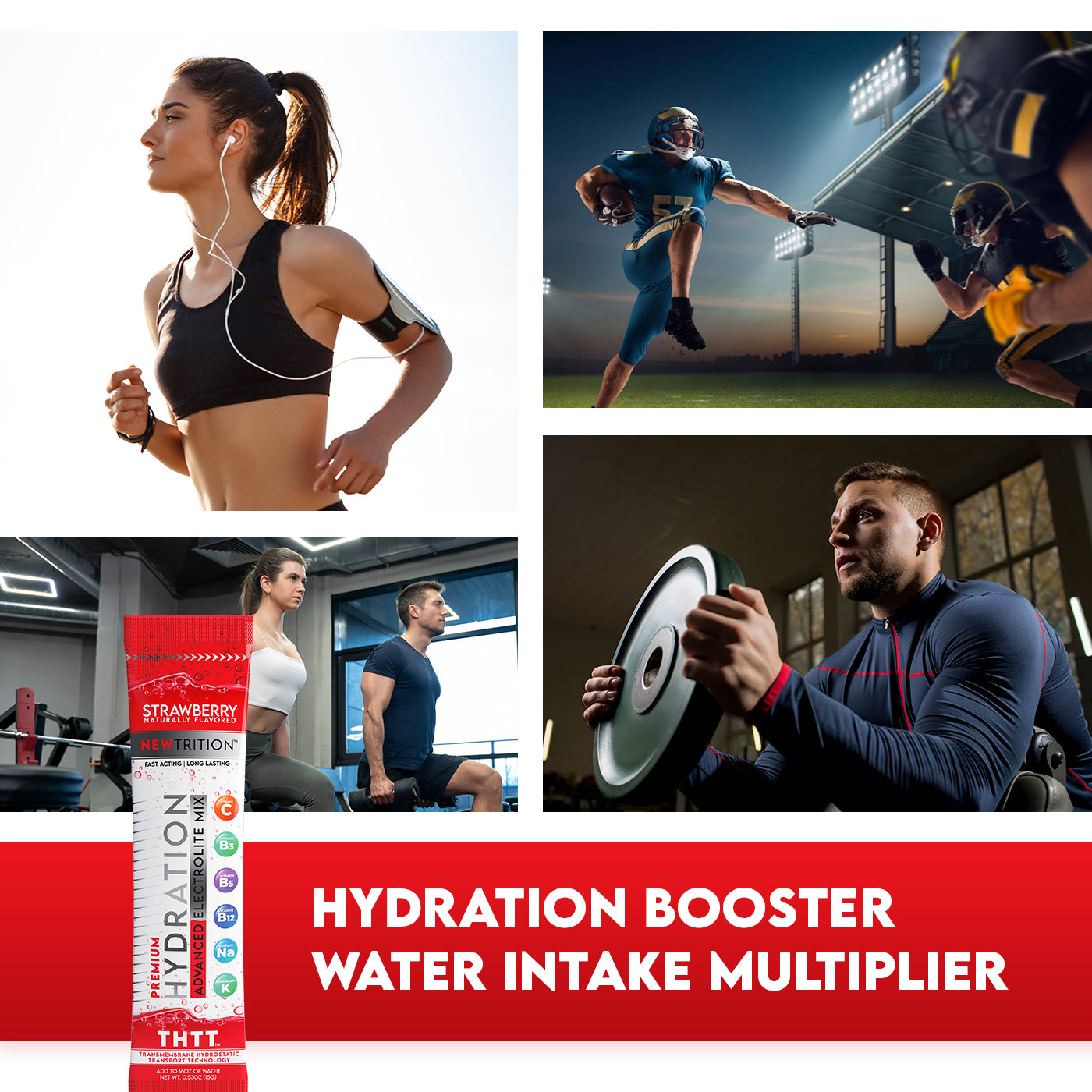 Hydration Packets Electrolyte Drink Powder Packets | Dehydration Relief 12 Servings - Strawberry