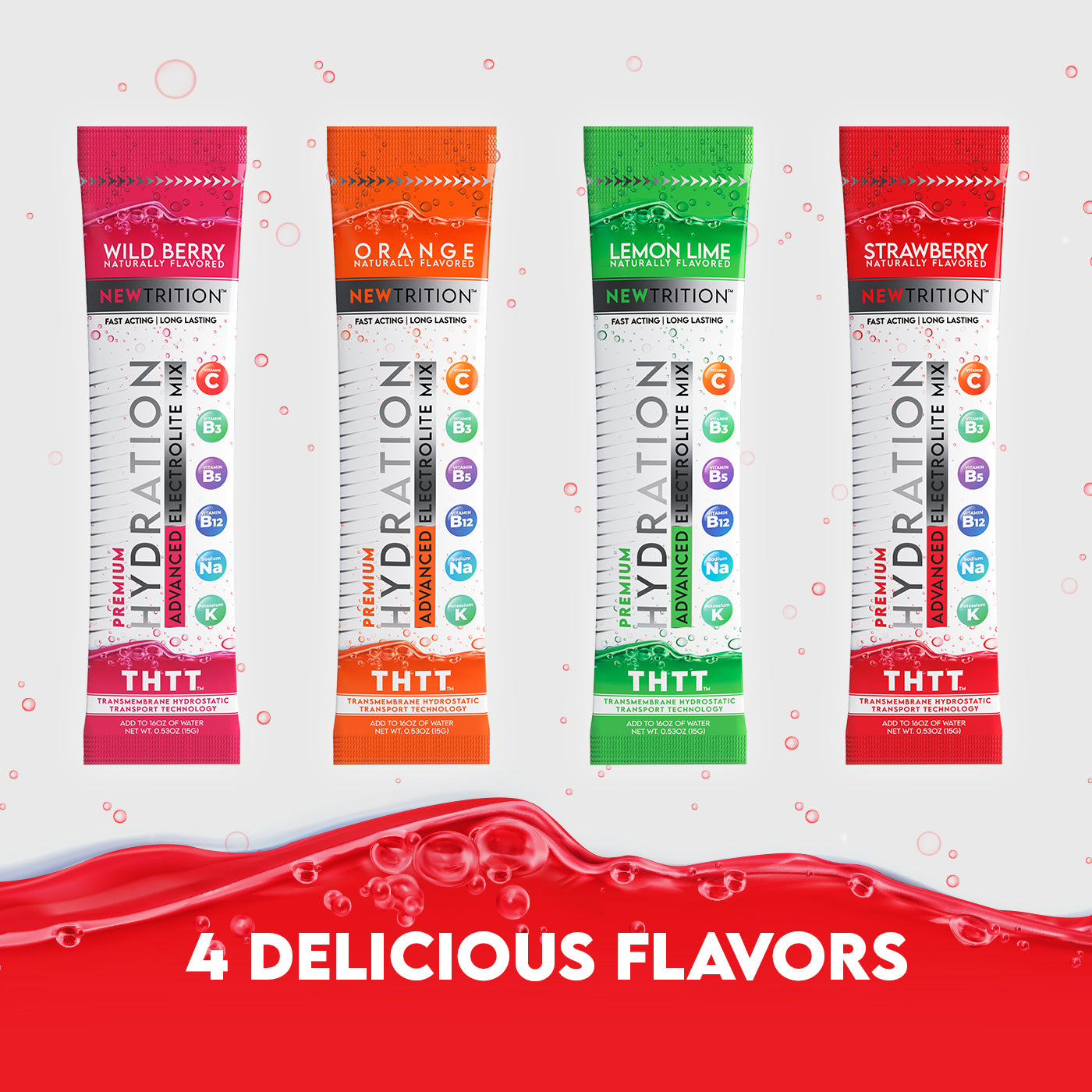 Hydration Packets Electrolyte Drink Powder Packets | Dehydration Relief 12 Servings - Strawberry