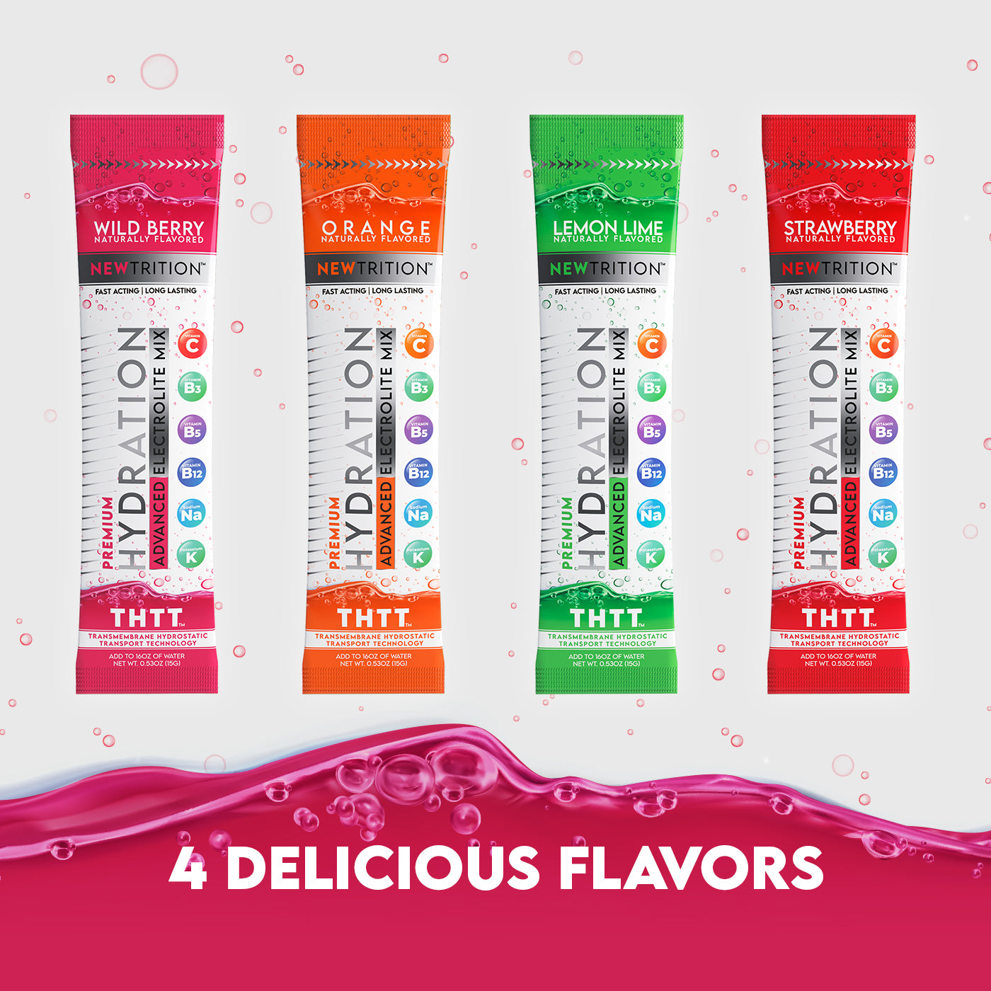 Hydration Packets Electrolyte Drink Powder Packets | Dehydration Relief 12 Servings - Wild Berry