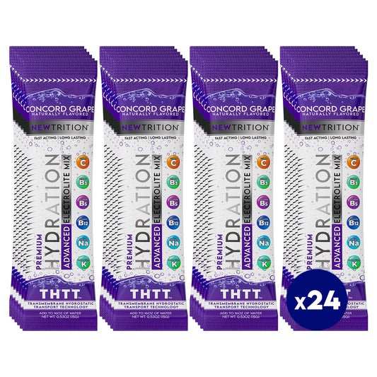 Hydration Packets Electrolyte Drink Powder Packets | Dehydration Relief 24 Servings - Concord Grape