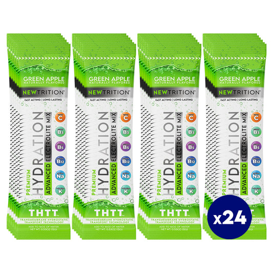 Hydration Packets Electrolyte Drink Powder Packets | Dehydration Relief 24 Servings - Green Apple