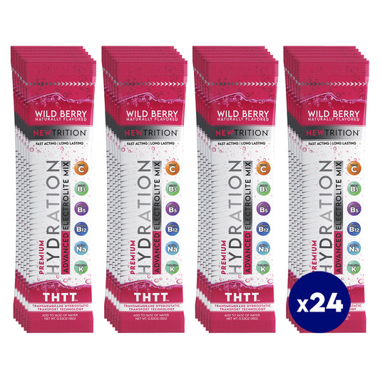 Hydration Packets Electrolyte Drink Powder Packets | Dehydration Relief 24 Servings - Wild Berry