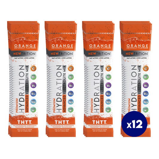 Hydration Packets Electrolyte Drink Powder Packets | Dehydration Relief 12 Servings - Orange