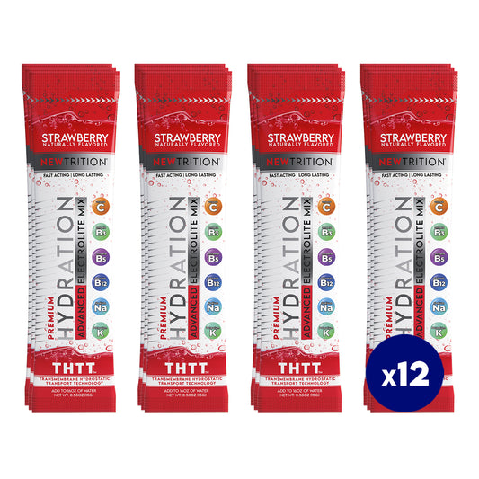 Hydration Packets Electrolyte Drink Powder Packets | Dehydration Relief 12 Servings - Strawberry