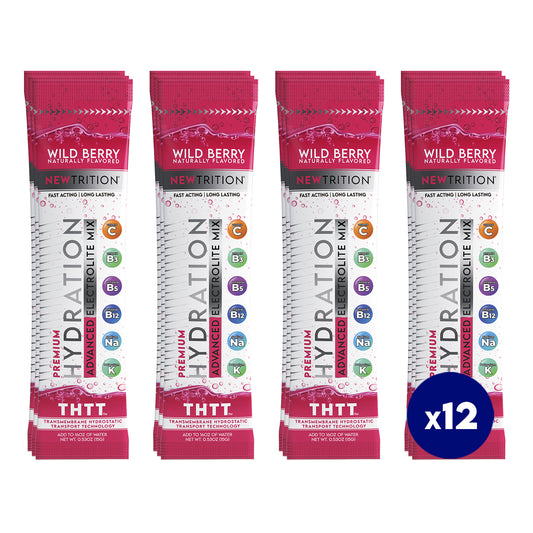 Hydration Packets Electrolyte Drink Powder Packets | Dehydration Relief 12 Servings - Wild Berry