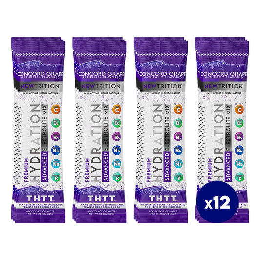 Hydration Packets Electrolyte Drink Powder Packets | Dehydration Relief 12 Servings - Concord Grape