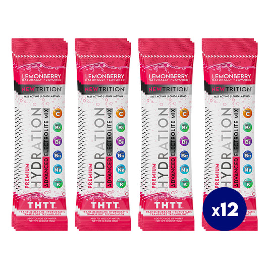 Hydration Packets Electrolyte Drink Powder Packets | Dehydration Relief 12 Servings - Lemonberry