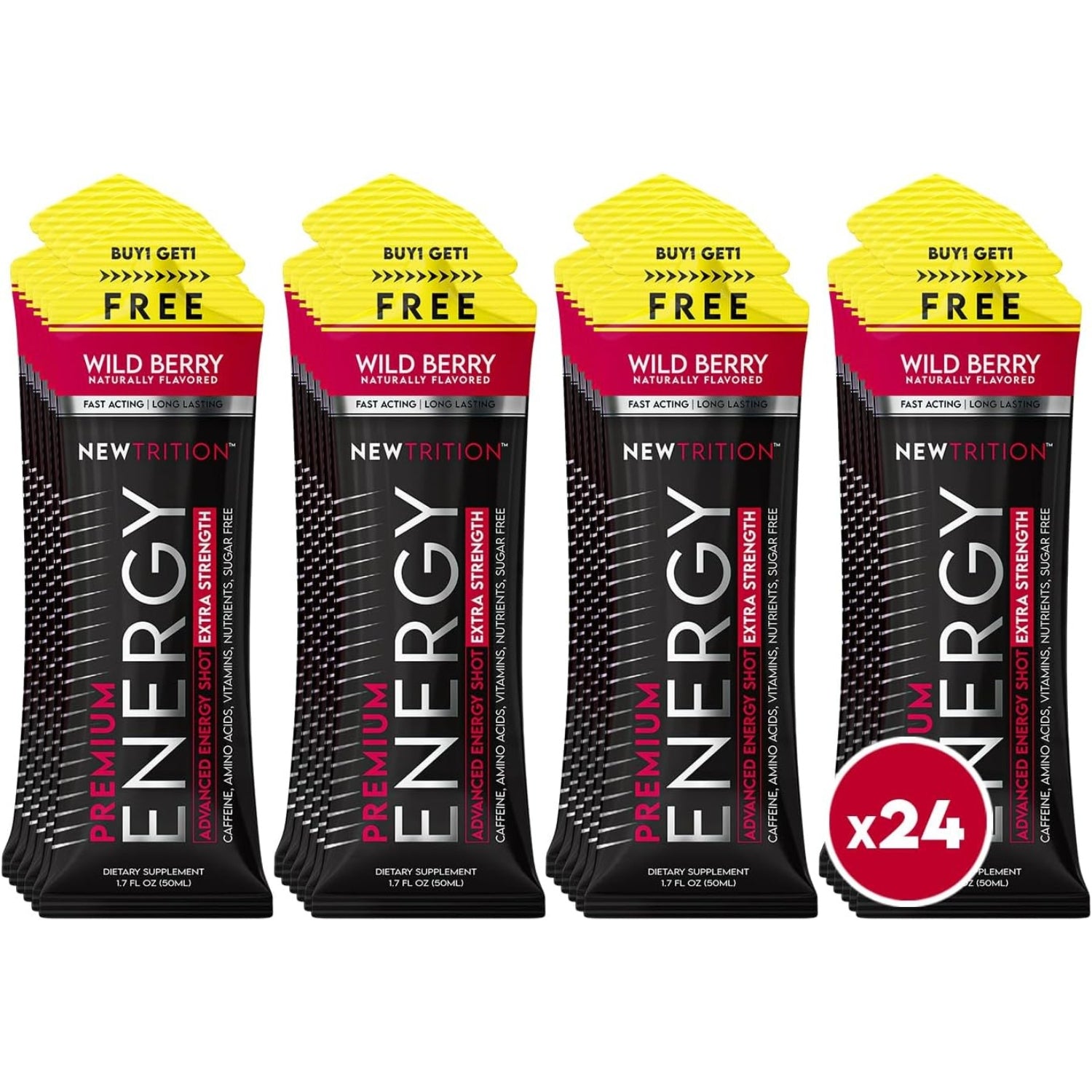Wild Berry Flavor Extra Strength Energy Shots