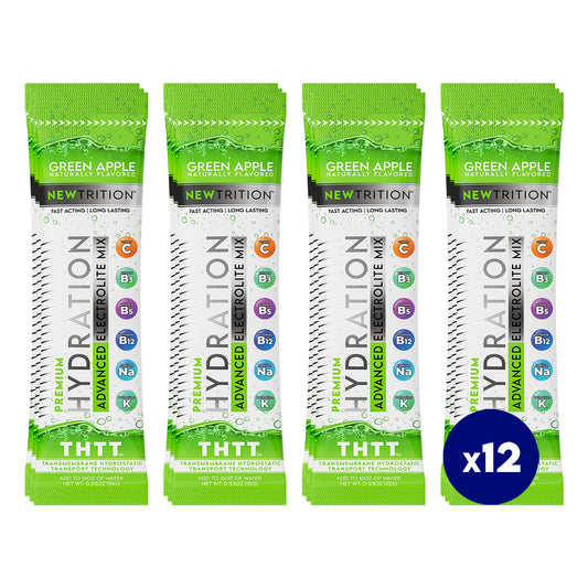 Hydration Packets Electrolyte Drink Powder Packets | Dehydration Relief 12 Servings - Green Apple