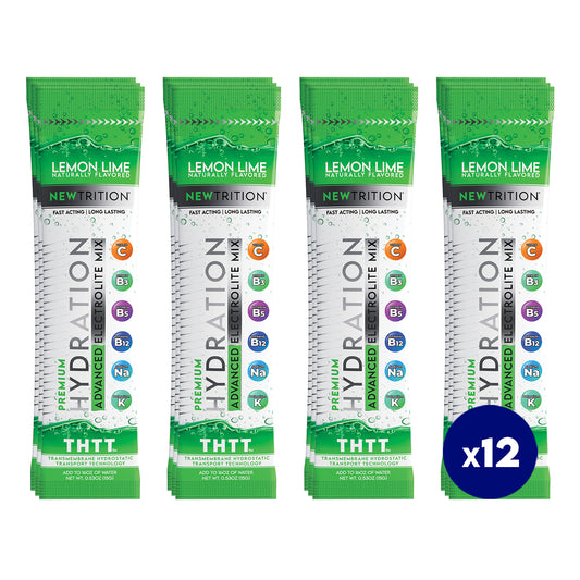 Hydration Packets Electrolyte Drink Powder Packets | Dehydration Relief 12 Servings - Lemon Lime