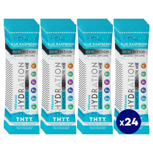 Hydration Packets Electrolyte Drink Powder Packets | Dehydration Relief 24 Servings - Blue Raspberry