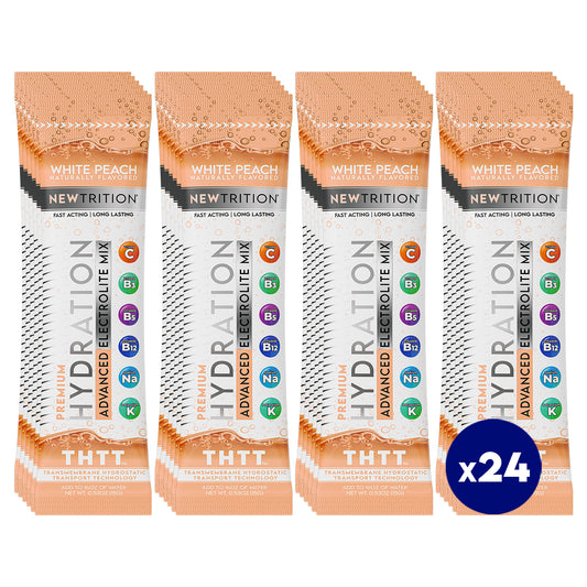 Hydration Packets Electrolyte Drink Powder Packets | Dehydration Relief 24 Servings - White Peach