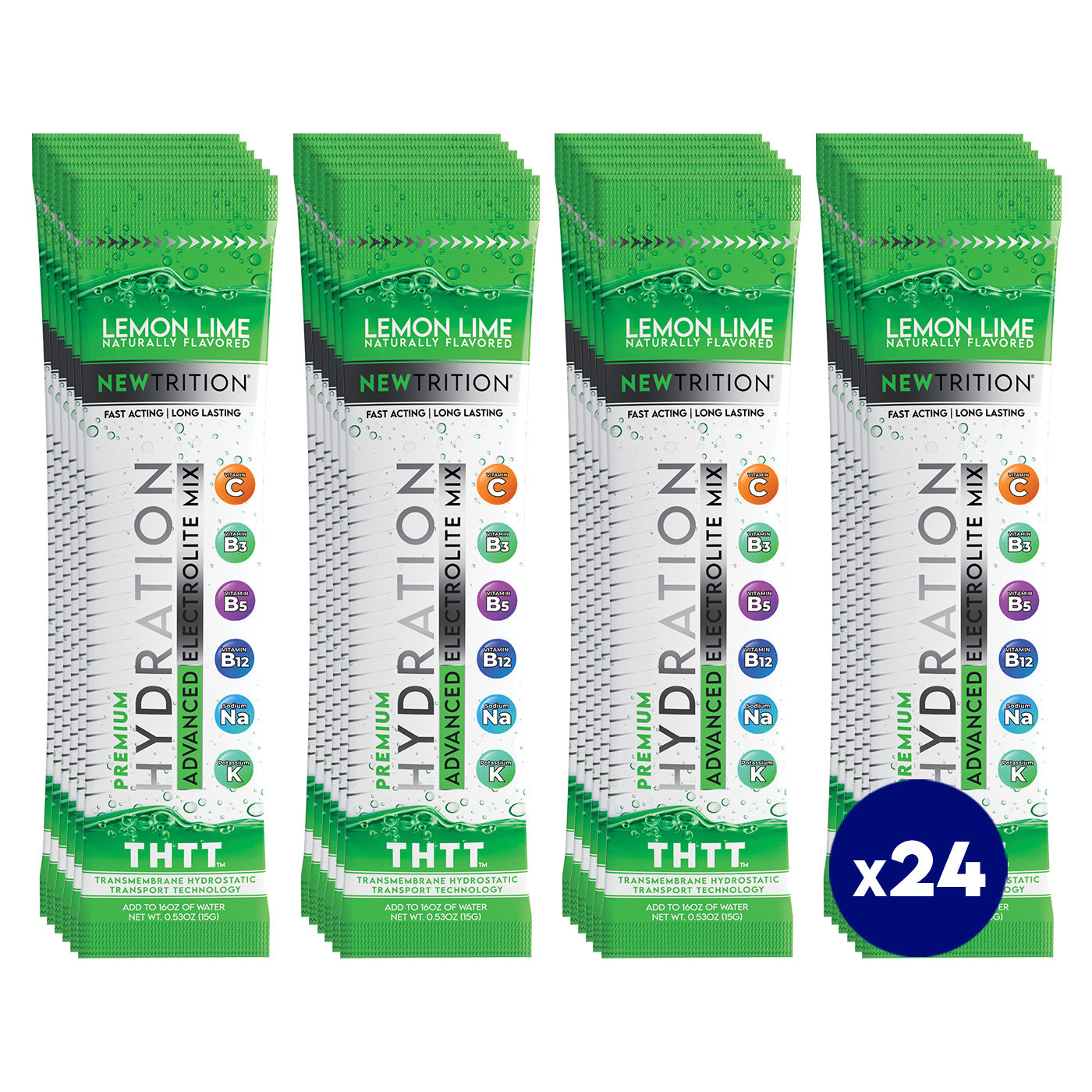 Hydration Packets Electrolyte Drink Powder Packets | Dehydration Relief 24 Servings - Lemon Lime