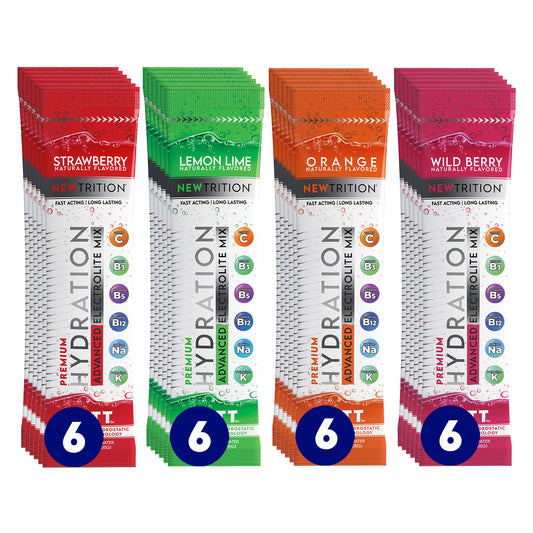 Hydration Packets Electrolyte Drink Powder Packets | Dehydration Relief 24 Servings, Lemon Lime, Orange, Strawberry, Wild Berry
