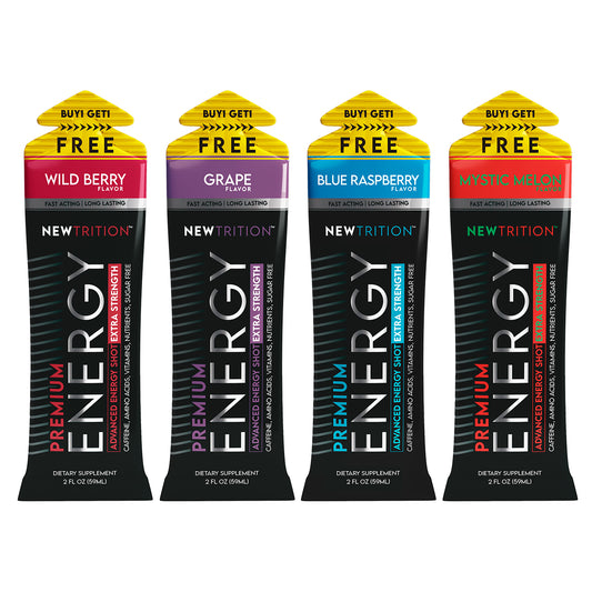 Mixed Flavor Extra Strength Energy Shots Pack of 4